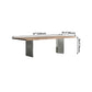 Rectangle Glam Dining Table Solid Wood Brown Fixed Table with Double Pedestal Base Clearhalo ' dining_table' 'Dining Tables & Seating' 'Dining Tables' 'Furniture' 'furniture_dining_table' 'Kitchen & Dining Furniture' 'kitchen&dining_furn' 'kitchen' 'kitchen_dining_table' 4400401