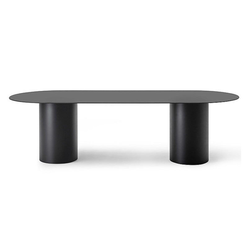 Oval Modern Dining Table Solid Wood Fixed Table with Double Pedestal Base Black Without Chairs Clearhalo ' dining_table' 'Dining Tables & Seating' 'Dining Tables' 'furn' 'furn_dining_table' 'Furniture' 'furniture_dining_table' 'Kitchen & Dining Furniture' 'kitchen&dining_furn' 'kitchen' 'kitchen_dining_table' 4400412