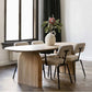 Oval Solid Wood Dining Table Simplicity Double Pedestal Dinette Table for Dining Room 55.1"L x 27.6"W x 29.5"H Without Chairs Clearhalo ' dining_table' 'Dining Tables & Seating' 'Dining Tables' 'furn' 'furn_dining_table' 'Furniture' 'furniture_dining_table' 'Kitchen & Dining Furniture' 'kitchen&dining_furn' 'kitchen' 'kitchen_dining_table' 4400439