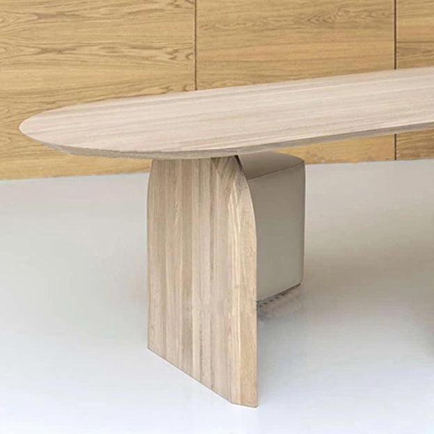 Oval Solid Wood Dining Table Simplicity Double Pedestal Dinette Table for Dining Room Clearhalo ' dining_table' 'Dining Tables & Seating' 'Dining Tables' 'furn' 'furn_dining_table' 'Furniture' 'furniture_dining_table' 'Kitchen & Dining Furniture' 'kitchen&dining_furn' 'kitchen' 'kitchen_dining_table' 4400444