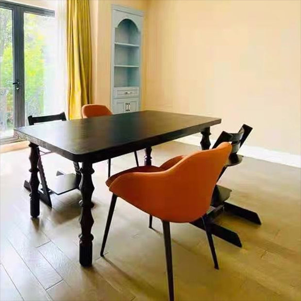 Rectangle Casual Dining Table Solid Wood Fixed Table for Restaurant Black 55.1"L x 27.6"W x 29.5"H Without Chairs Clearhalo ' dining_table' 'Dining Tables & Seating' 'Dining Tables' 'furn' 'furn_dining_table' 'Furniture' 'furniture_dining_table' 'Kitchen & Dining Furniture' 'kitchen&dining_furn' 'kitchen' 'kitchen_dining_table' 4400457