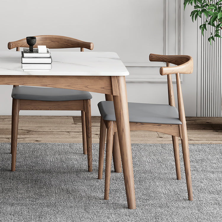 Medieval Modern Sintered Stone Table Kitchen Rectangle White Top Table with 4 Wood Legs Clearhalo ' dining_table' 'Dining Tables & Seating' 'Dining Tables' 'furn' 'furn_dining_table' 'Furniture' 'furniture_dining_table' 'Kitchen & Dining Furniture' 'kitchen&dining_furn' 'kitchen' 'kitchen_dining_table' 4400479