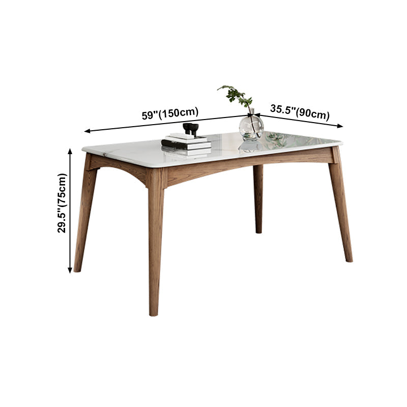 Medieval Modern Sintered Stone Table Kitchen Rectangle White Top Table with 4 Wood Legs Clearhalo ' dining_table' 'Dining Tables & Seating' 'Dining Tables' 'furn' 'furn_dining_table' 'Furniture' 'furniture_dining_table' 'Kitchen & Dining Furniture' 'kitchen&dining_furn' 'kitchen' 'kitchen_dining_table' 4400487