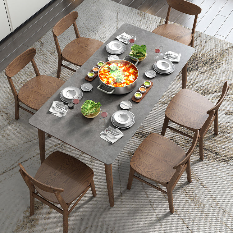 Medieval Modern Grey Table Rectangle Sintered Stone Table with 4 Legs for Restaurant 70.9"L x 31.5"W x 29.5"H Without Chairs Clearhalo ' dining_table' 'Dining Tables & Seating' 'Dining Tables' 'furn' 'furn_dining_table' 'Furniture' 'furniture_dining_table' 'Kitchen & Dining Furniture' 'kitchen&dining_furn' 'kitchen' 'kitchen_dining_table' 4400503