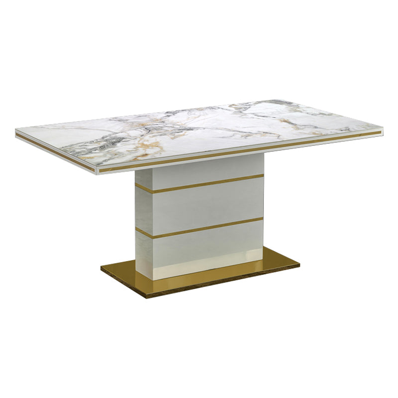 Luxury Sintered Stone Top Dining Table White Rectangle Table with Metal Pedestal Base Clearhalo ' dining_table' 'Dining Tables & Seating' 'Dining Tables' 'furn' 'furn_dining_table' 'Furniture' 'furniture_dining_table' 'Kitchen & Dining Furniture' 'kitchen&dining_furn' 'kitchen' 'kitchen_dining_table' 4400520