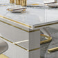 Luxury Sintered Stone Top Dining Table White Rectangle Table with Metal Pedestal Base Clearhalo ' dining_table' 'Dining Tables & Seating' 'Dining Tables' 'furn' 'furn_dining_table' 'Furniture' 'furniture_dining_table' 'Kitchen & Dining Furniture' 'kitchen&dining_furn' 'kitchen' 'kitchen_dining_table' 4400522
