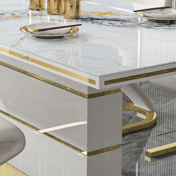 Luxury Sintered Stone Top Dining Table White Rectangle Table with Metal Pedestal Base Clearhalo ' dining_table' 'Dining Tables & Seating' 'Dining Tables' 'furn' 'furn_dining_table' 'Furniture' 'furniture_dining_table' 'Kitchen & Dining Furniture' 'kitchen&dining_furn' 'kitchen' 'kitchen_dining_table' 4400522