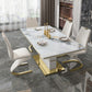 Luxury Sintered Stone Top Dining Table White Rectangle Table with Metal Pedestal Base Clearhalo ' dining_table' 'Dining Tables & Seating' 'Dining Tables' 'furn' 'furn_dining_table' 'Furniture' 'furniture_dining_table' 'Kitchen & Dining Furniture' 'kitchen&dining_furn' 'kitchen' 'kitchen_dining_table' 4400525