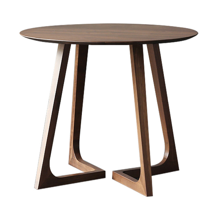 Round Casual Dining Table Brown Tone Fixed Table with Double Pedestal Base Clearhalo ' dining_table' 'Dining Tables & Seating' 'Dining Tables' 'furn' 'furn_dining_table' 'Furniture' 'furniture_dining_table' 'Kitchen & Dining Furniture' 'kitchen&dining_furn' 'kitchen' 'kitchen_dining_table' 4400533
