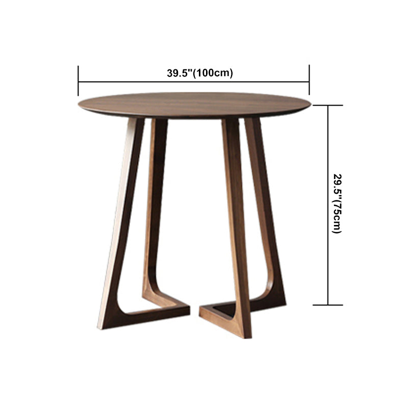 Round Casual Dining Table Brown Tone Fixed Table with Double Pedestal Base Clearhalo ' dining_table' 'Dining Tables & Seating' 'Dining Tables' 'furn' 'furn_dining_table' 'Furniture' 'furniture_dining_table' 'Kitchen & Dining Furniture' 'kitchen&dining_furn' 'kitchen' 'kitchen_dining_table' 4400537