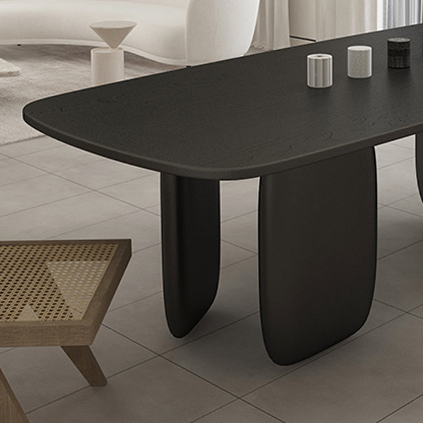 Rectangle Minimalist Dining Table Black Solid Wood Fixed Table for Restaurant Clearhalo ' dining_table' 'Dining Tables & Seating' 'Dining Tables' 'furn' 'furn_dining_table' 'Furniture' 'furniture_dining_table' 'Kitchen & Dining Furniture' 'kitchen&dining_furn' 'kitchen' 'kitchen_dining_table' 4400555