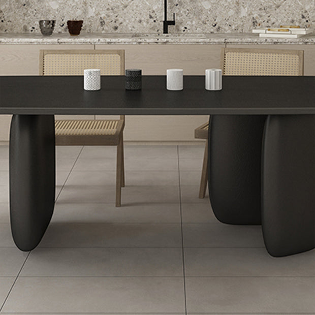Rectangle Minimalist Dining Table Black Solid Wood Fixed Table for Restaurant Clearhalo ' dining_table' 'Dining Tables & Seating' 'Dining Tables' 'furn' 'furn_dining_table' 'Furniture' 'furniture_dining_table' 'Kitchen & Dining Furniture' 'kitchen&dining_furn' 'kitchen' 'kitchen_dining_table' 4400556
