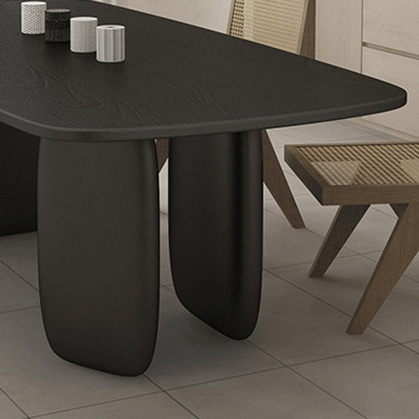 Rectangle Minimalist Dining Table Black Solid Wood Fixed Table for Restaurant Clearhalo ' dining_table' 'Dining Tables & Seating' 'Dining Tables' 'furn' 'furn_dining_table' 'Furniture' 'furniture_dining_table' 'Kitchen & Dining Furniture' 'kitchen&dining_furn' 'kitchen' 'kitchen_dining_table' 4400557