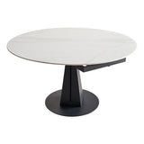 Extendable Round Dining Table Modern Sintered Stone Table with Metal Pedestal Base Clearhalo ' dining_table' 'Dining Tables & Seating' 'Dining Tables' 'furn' 'furn_dining_table' 'Furniture' 'furniture_dining_table' 'Kitchen & Dining Furniture' 'kitchen&dining_furn' 'kitchen' 'kitchen_dining_table' 4400568