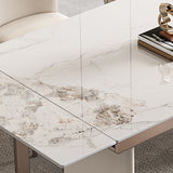 Luxury Sintered Stone Dining Table Extendable Rectangle Table with Double Pedestal Base Clearhalo ' dining_table' 'Dining Tables & Seating' 'Dining Tables' 'furn' 'furn_dining_table' 'Furniture' 'furniture_dining_table' 'Kitchen & Dining Furniture' 'kitchen&dining_furn' 'kitchen' 'kitchen_dining_table' 4400579