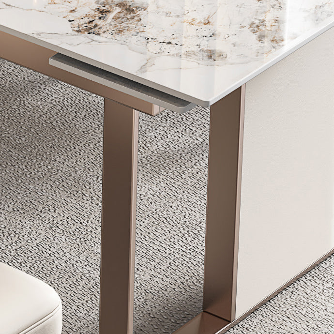 Luxury Sintered Stone Dining Table Extendable Rectangle Table with Double Pedestal Base Clearhalo ' dining_table' 'Dining Tables & Seating' 'Dining Tables' 'furn' 'furn_dining_table' 'Furniture' 'furniture_dining_table' 'Kitchen & Dining Furniture' 'kitchen&dining_furn' 'kitchen' 'kitchen_dining_table' 4400581