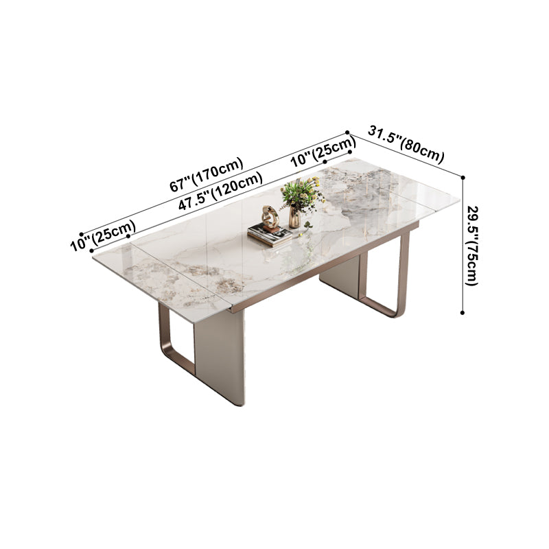 Luxury Sintered Stone Dining Table Extendable Rectangle Table with Double Pedestal Base Clearhalo ' dining_table' 'Dining Tables & Seating' 'Dining Tables' 'furn' 'furn_dining_table' 'Furniture' 'furniture_dining_table' 'Kitchen & Dining Furniture' 'kitchen&dining_furn' 'kitchen' 'kitchen_dining_table' 4400584