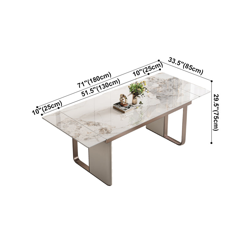 Luxury Sintered Stone Dining Table Extendable Rectangle Table with Double Pedestal Base Clearhalo ' dining_table' 'Dining Tables & Seating' 'Dining Tables' 'furn' 'furn_dining_table' 'Furniture' 'furniture_dining_table' 'Kitchen & Dining Furniture' 'kitchen&dining_furn' 'kitchen' 'kitchen_dining_table' 4400585