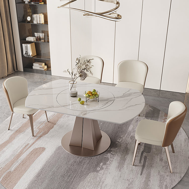 Nordic 1/4/5/6/7/9 Pieces Dining Set Stone Round Table and Leather Chairs Dinette Set 5 Pieces: Table, 4 Chairs Clearhalo 'Dining Room Sets' 'Dining Tables & Seating' 'dining_room_set' 'furn' 'furn_dining_room_set' 'Furniture' 'furniture_dining_room_set' 'Kitchen & Dining Furniture' 'kitchen&dining_furn' 'kitchen' 4400586
