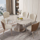 Nordic 1/4/5/6/7/9 Pieces Dining Set Stone Round Table and Leather Chairs Dinette Set 6 Pieces: Table, 5 Chairs Clearhalo 'Dining Room Sets' 'Dining Tables & Seating' 'dining_room_set' 'furn' 'furn_dining_room_set' 'Furniture' 'furniture_dining_room_set' 'Kitchen & Dining Furniture' 'kitchen&dining_furn' 'kitchen' 4400589