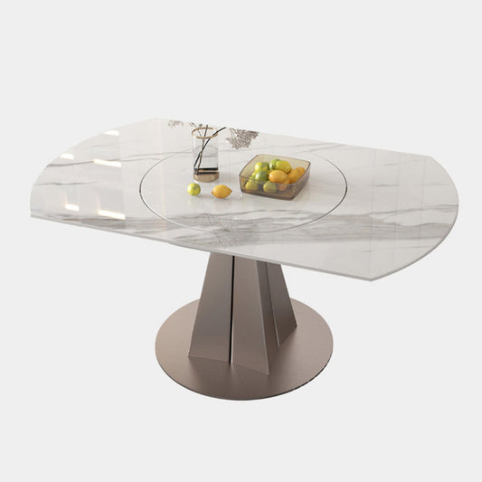 Nordic 1/4/5/6/7/9 Pieces Dining Set Stone Round Table and Leather Chairs Dinette Set Clearhalo 'Dining Room Sets' 'Dining Tables & Seating' 'dining_room_set' 'furn' 'furn_dining_room_set' 'Furniture' 'furniture_dining_room_set' 'Kitchen & Dining Furniture' 'kitchen&dining_furn' 'kitchen' 4400596