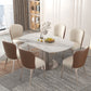 Nordic 1/4/5/6/7/9 Pieces Dining Set Stone Round Table and Leather Chairs Dinette Set Clearhalo 'Dining Room Sets' 'Dining Tables & Seating' 'dining_room_set' 'furn' 'furn_dining_room_set' 'Furniture' 'furniture_dining_room_set' 'Kitchen & Dining Furniture' 'kitchen&dining_furn' 'kitchen' 4400599