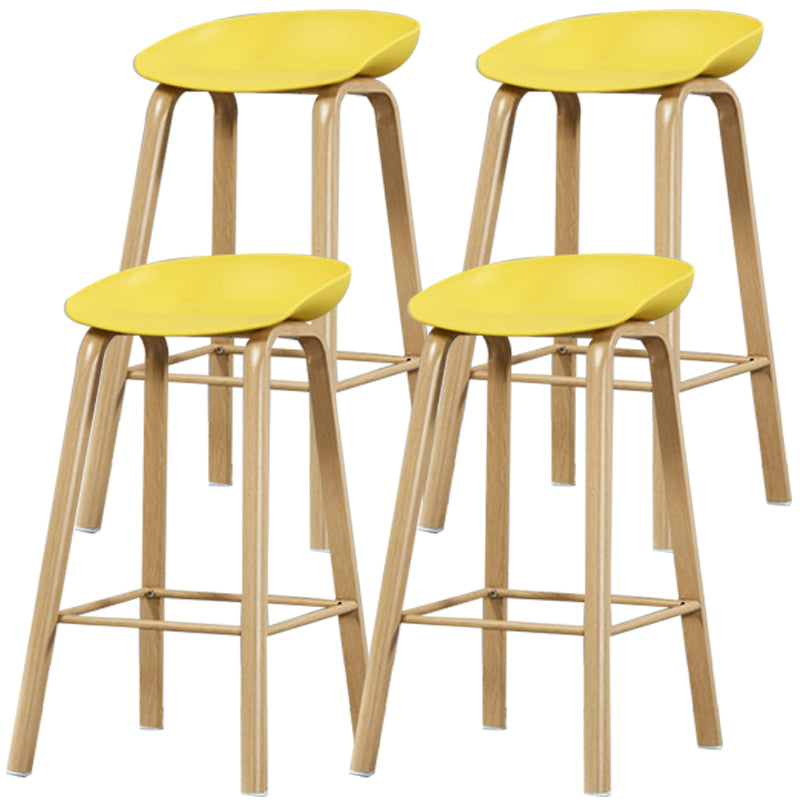 Iron Scandinavian Style Counter Stools Backless Bar Stools with Bucket Seat Yellow 4 Piece Set Clearhalo 'Bar Furniture' 'Bar Stools' 'bar_stools' 'furn' 'furn_bar_stools' 'furniture_bar_stools' 'Kitchen & Dining Furniture' 'kitchen&dining_furn' 'kitchen' 'kitchen_furn' Furniture' 4400632