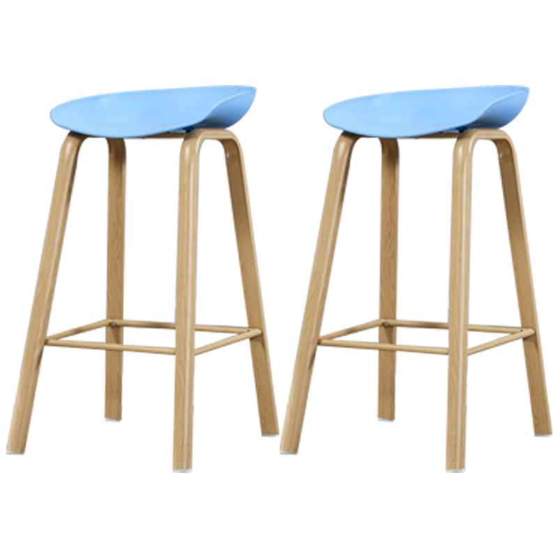 Iron Scandinavian Style Counter Stools Backless Bar Stools with Bucket Seat Blue 2 Piece Set Clearhalo 'Bar Furniture' 'Bar Stools' 'bar_stools' 'furn' 'furn_bar_stools' 'furniture_bar_stools' 'Kitchen & Dining Furniture' 'kitchen&dining_furn' 'kitchen' 'kitchen_furn' Furniture' 4400636