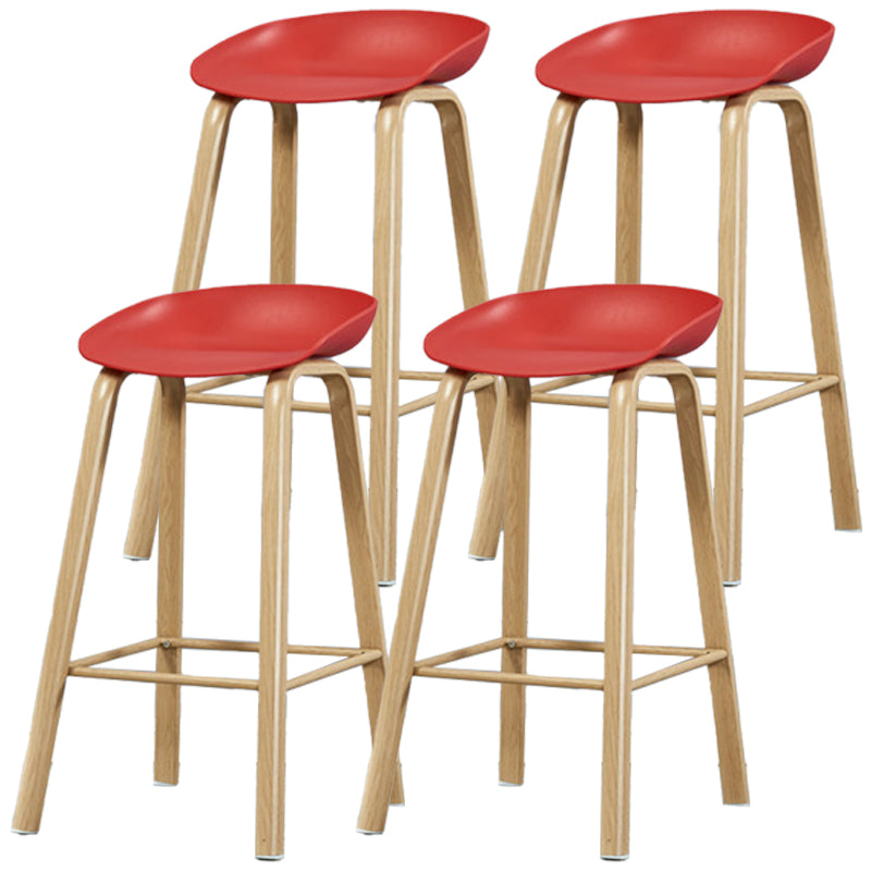 Iron Scandinavian Style Counter Stools Backless Bar Stools with Bucket Seat Red 4 Piece Set Clearhalo 'Bar Furniture' 'Bar Stools' 'bar_stools' 'furn' 'furn_bar_stools' 'furniture_bar_stools' 'Kitchen & Dining Furniture' 'kitchen&dining_furn' 'kitchen' 'kitchen_furn' Furniture' 4400637