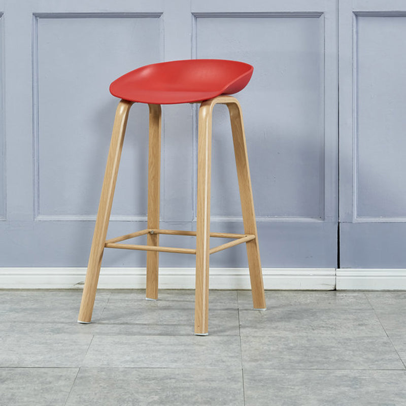 Iron Scandinavian Style Counter Stools Backless Bar Stools with Bucket Seat Red 1 Piece Clearhalo 'Bar Furniture' 'Bar Stools' 'bar_stools' 'furn' 'furn_bar_stools' 'furniture_bar_stools' 'Kitchen & Dining Furniture' 'kitchen&dining_furn' 'kitchen' 'kitchen_furn' Furniture' 4400638