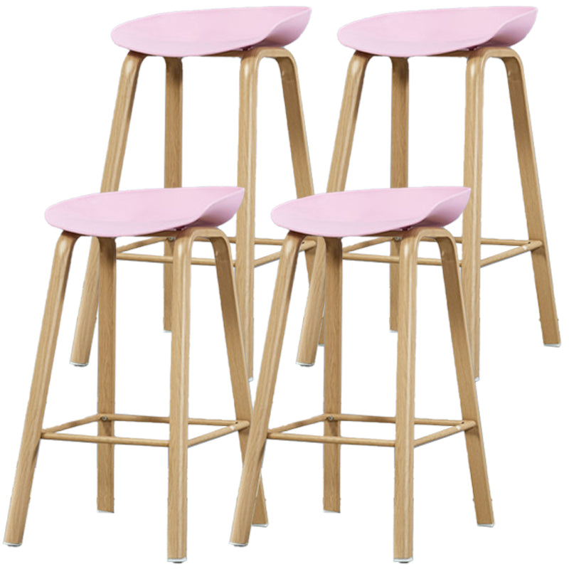 Iron Scandinavian Style Counter Stools Backless Bar Stools with Bucket Seat Pink 4 Piece Set Clearhalo 'Bar Furniture' 'Bar Stools' 'bar_stools' 'furn' 'furn_bar_stools' 'furniture_bar_stools' 'Kitchen & Dining Furniture' 'kitchen&dining_furn' 'kitchen' 'kitchen_furn' Furniture' 4400643