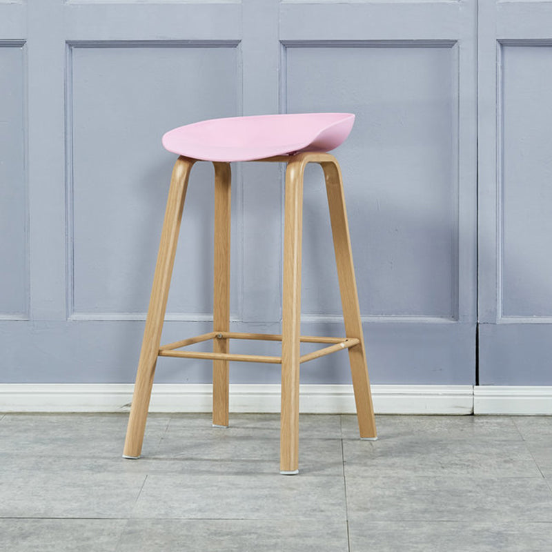 Iron Scandinavian Style Counter Stools Backless Bar Stools with Bucket Seat Pink 1 Piece Clearhalo 'Bar Furniture' 'Bar Stools' 'bar_stools' 'furn' 'furn_bar_stools' 'furniture_bar_stools' 'Kitchen & Dining Furniture' 'kitchen&dining_furn' 'kitchen' 'kitchen_furn' Furniture' 4400644