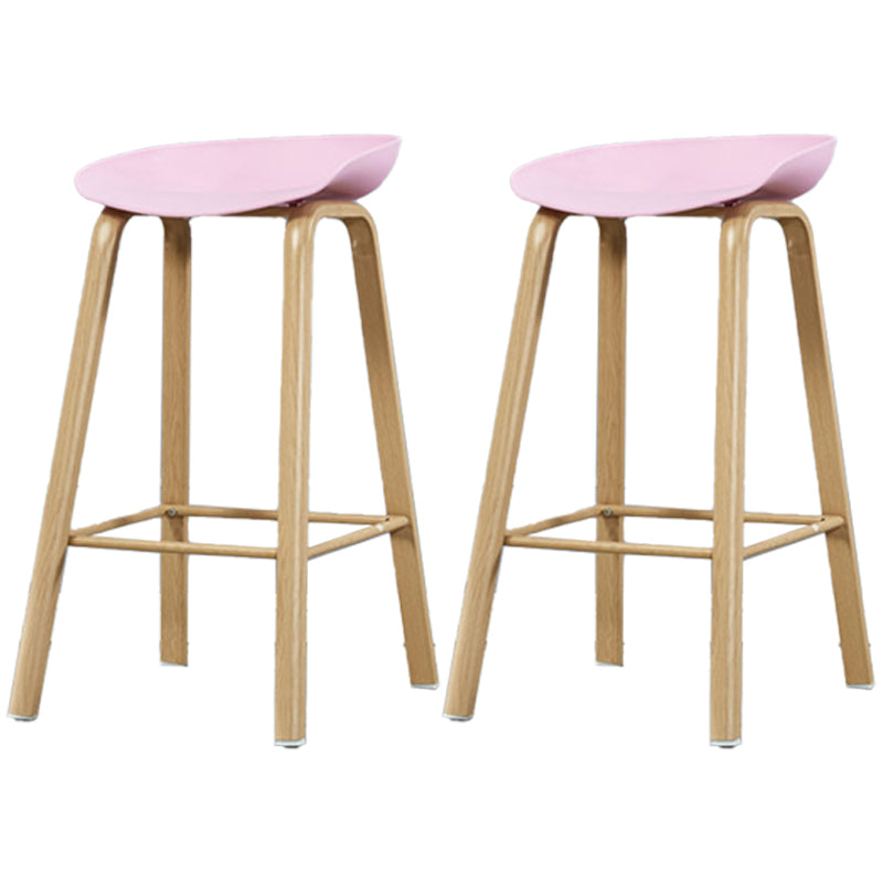 Iron Scandinavian Style Counter Stools Backless Bar Stools with Bucket Seat Pink 2 Piece Set Clearhalo 'Bar Furniture' 'Bar Stools' 'bar_stools' 'furn' 'furn_bar_stools' 'furniture_bar_stools' 'Kitchen & Dining Furniture' 'kitchen&dining_furn' 'kitchen' 'kitchen_furn' Furniture' 4400645