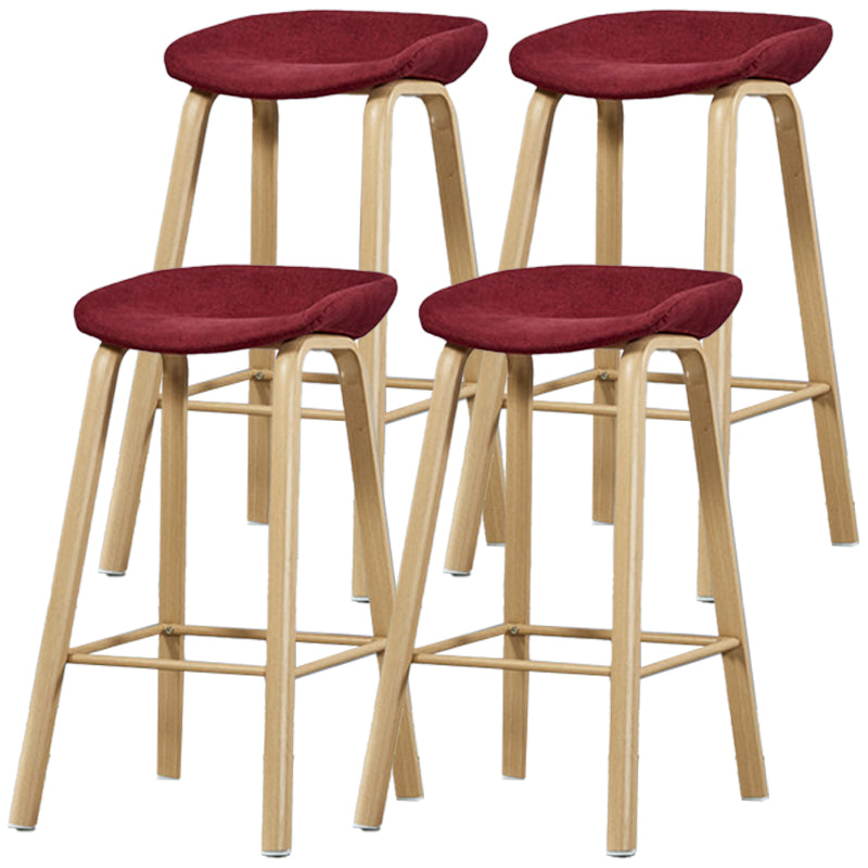 Iron Scandinavian Style Counter Stools Backless Bar Stools with Bucket Seat Burgundy 4 Piece Set Clearhalo 'Bar Furniture' 'Bar Stools' 'bar_stools' 'furn' 'furn_bar_stools' 'furniture_bar_stools' 'Kitchen & Dining Furniture' 'kitchen&dining_furn' 'kitchen' 'kitchen_furn' Furniture' 4400655