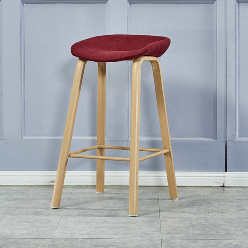 Iron Scandinavian Style Counter Stools Backless Bar Stools with Bucket Seat Burgundy 1 Piece Clearhalo 'Bar Furniture' 'Bar Stools' 'bar_stools' 'furn' 'furn_bar_stools' 'furniture_bar_stools' 'Kitchen & Dining Furniture' 'kitchen&dining_furn' 'kitchen' 'kitchen_furn' Furniture' 4400656