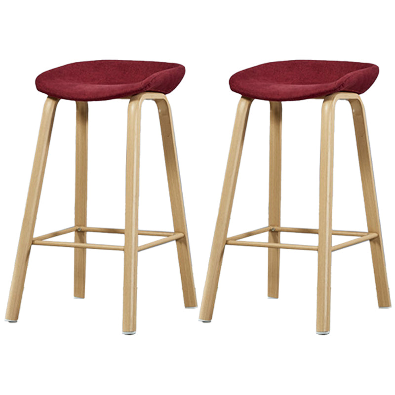 Iron Scandinavian Style Counter Stools Backless Bar Stools with Bucket Seat Burgundy 2 Piece Set Clearhalo 'Bar Furniture' 'Bar Stools' 'bar_stools' 'furn' 'furn_bar_stools' 'furniture_bar_stools' 'Kitchen & Dining Furniture' 'kitchen&dining_furn' 'kitchen' 'kitchen_furn' Furniture' 4400657