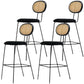 Nordic Rattan Low Back Barstool Simple Indoor Tall Stool with Upholstered Black 4 Piece Set Clearhalo 'Bar Furniture' 'Bar Stools' 'bar_stools' 'furn' 'furn_bar_stools' 'furniture_bar_stools' 'Kitchen & Dining Furniture' 'kitchen&dining_furn' 'kitchen' 'kitchen_furn' Furniture' 4400673