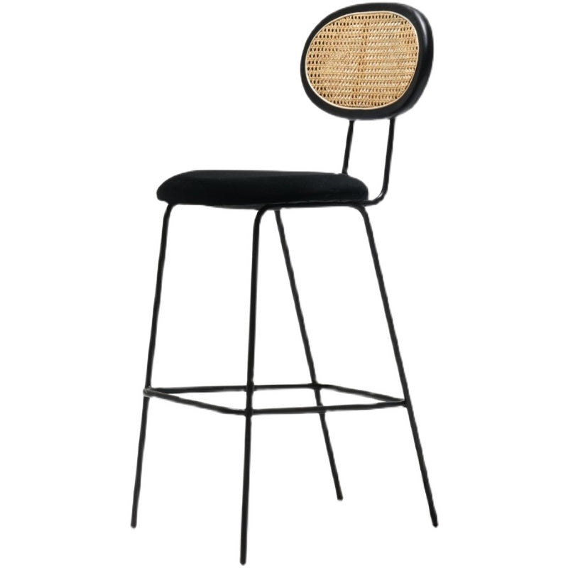 Nordic Rattan Low Back Barstool Simple Indoor Tall Stool with Upholstered Black 1 Piece Clearhalo 'Bar Furniture' 'Bar Stools' 'bar_stools' 'furn' 'furn_bar_stools' 'furniture_bar_stools' 'Kitchen & Dining Furniture' 'kitchen&dining_furn' 'kitchen' 'kitchen_furn' Furniture' 4400674