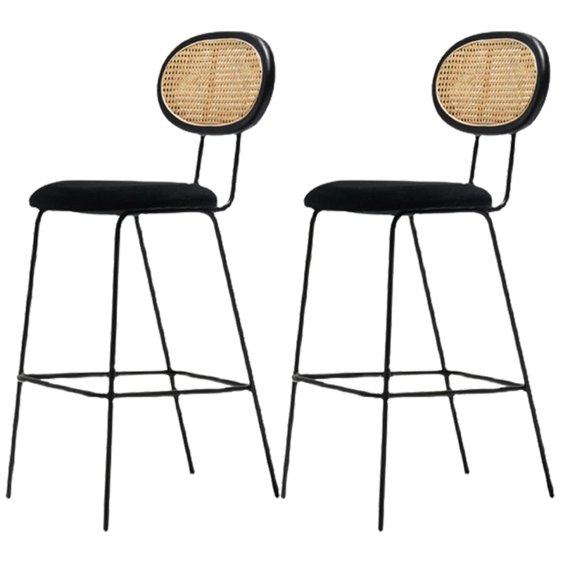 Nordic Rattan Low Back Barstool Simple Indoor Tall Stool with Upholstered Black 2 Piece Set Clearhalo 'Bar Furniture' 'Bar Stools' 'bar_stools' 'furn' 'furn_bar_stools' 'furniture_bar_stools' 'Kitchen & Dining Furniture' 'kitchen&dining_furn' 'kitchen' 'kitchen_furn' Furniture' 4400676