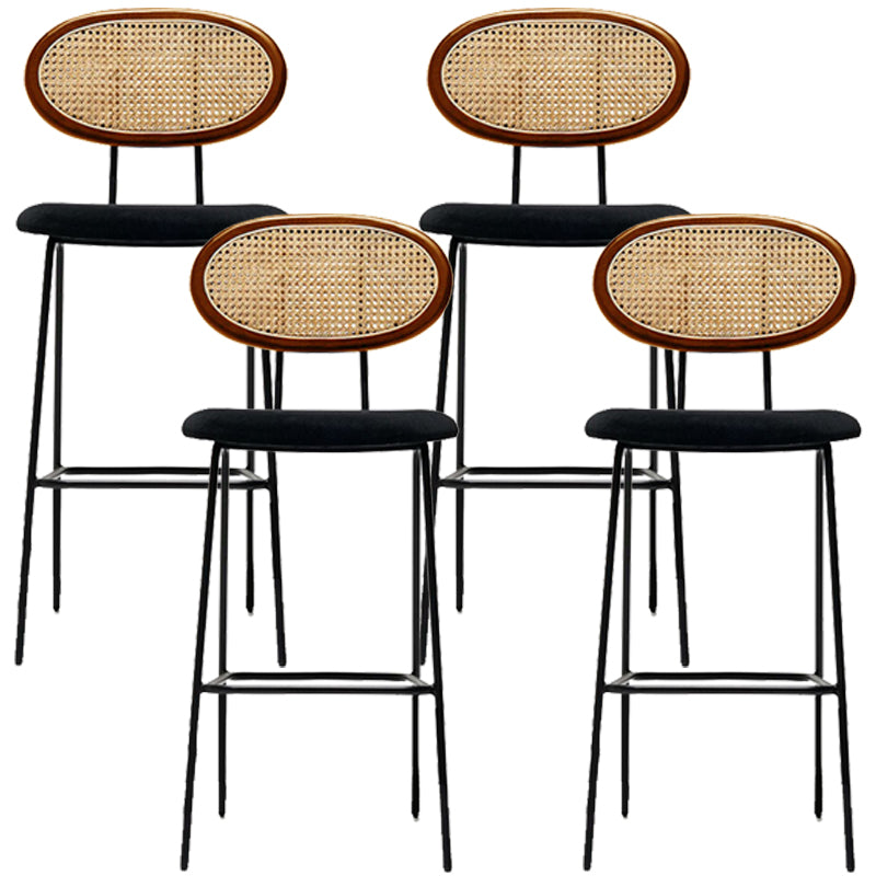 Nordic Rattan Low Back Barstool Simple Indoor Tall Stool with Upholstered Walnut 4 Piece Set Clearhalo 'Bar Furniture' 'Bar Stools' 'bar_stools' 'furn' 'furn_bar_stools' 'furniture_bar_stools' 'Kitchen & Dining Furniture' 'kitchen&dining_furn' 'kitchen' 'kitchen_furn' Furniture' 4400678