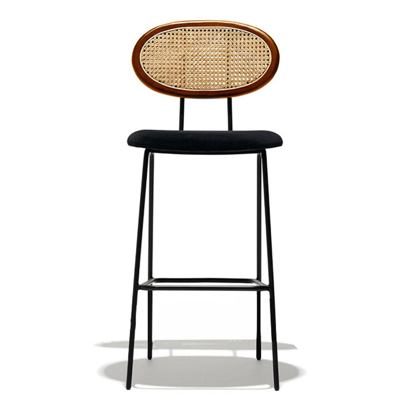 Nordic Rattan Low Back Barstool Simple Indoor Tall Stool with Upholstered Walnut 1 Piece Clearhalo 'Bar Furniture' 'Bar Stools' 'bar_stools' 'furn' 'furn_bar_stools' 'furniture_bar_stools' 'Kitchen & Dining Furniture' 'kitchen&dining_furn' 'kitchen' 'kitchen_furn' Furniture' 4400680