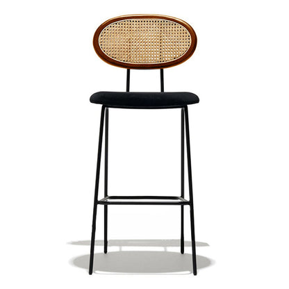 Nordic Rattan Low Back Barstool Simple Indoor Tall Stool with Upholstered Walnut 1 Piece Clearhalo 'Bar Furniture' 'Bar Stools' 'bar_stools' 'furn' 'furn_bar_stools' 'furniture_bar_stools' 'Kitchen & Dining Furniture' 'kitchen&dining_furn' 'kitchen' 'kitchen_furn' Furniture' 4400680
