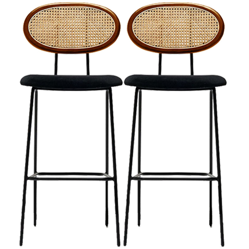 Nordic Rattan Low Back Barstool Simple Indoor Tall Stool with Upholstered Walnut 2 Piece Set Clearhalo 'Bar Furniture' 'Bar Stools' 'bar_stools' 'furn' 'furn_bar_stools' 'furniture_bar_stools' 'Kitchen & Dining Furniture' 'kitchen&dining_furn' 'kitchen' 'kitchen_furn' Furniture' 4400682
