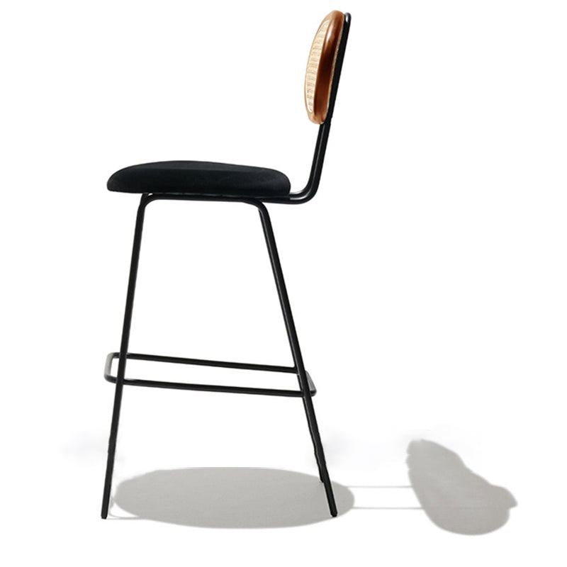 Nordic Rattan Low Back Barstool Simple Indoor Tall Stool with Upholstered Clearhalo 'Bar Furniture' 'Bar Stools' 'bar_stools' 'furn' 'furn_bar_stools' 'furniture_bar_stools' 'Kitchen & Dining Furniture' 'kitchen&dining_furn' 'kitchen' 'kitchen_furn' Furniture' 4400686