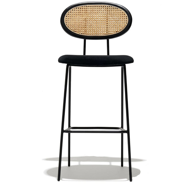 Nordic Rattan Low Back Barstool Simple Indoor Tall Stool with Upholstered Clearhalo 'Bar Furniture' 'Bar Stools' 'bar_stools' 'furn' 'furn_bar_stools' 'furniture_bar_stools' 'Kitchen & Dining Furniture' 'kitchen&dining_furn' 'kitchen' 'kitchen_furn' Furniture' 4400687