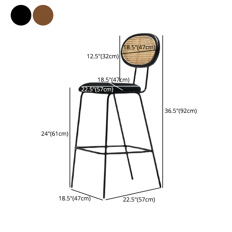 Nordic Rattan Low Back Barstool Simple Indoor Tall Stool with Upholstered Clearhalo 'Bar Furniture' 'Bar Stools' 'bar_stools' 'furn' 'furn_bar_stools' 'furniture_bar_stools' 'Kitchen & Dining Furniture' 'kitchen&dining_furn' 'kitchen' 'kitchen_furn' Furniture' 4400688
