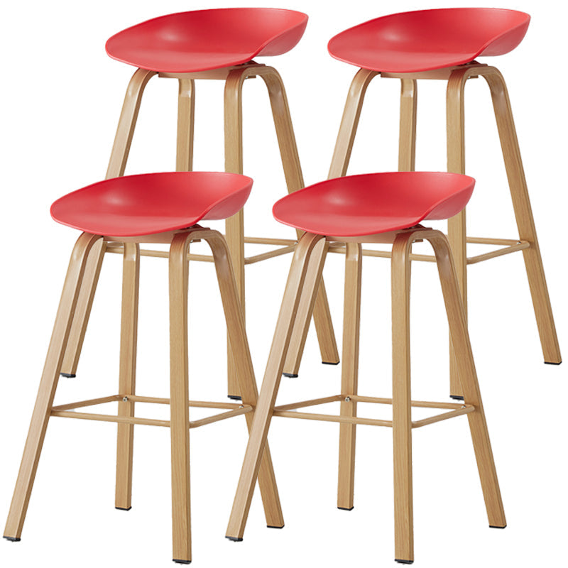 Scandinavian Style Bar-stool with Metal Legs Counter Stool for Kitchen Bar Red 4 Piece Set Clearhalo 'Bar Furniture' 'Bar Stools' 'bar_stools' 'furn' 'furn_bar_stools' 'furniture_bar_stools' 'Kitchen & Dining Furniture' 'kitchen&dining_furn' 'kitchen' 'kitchen_furn' Furniture' 4400743