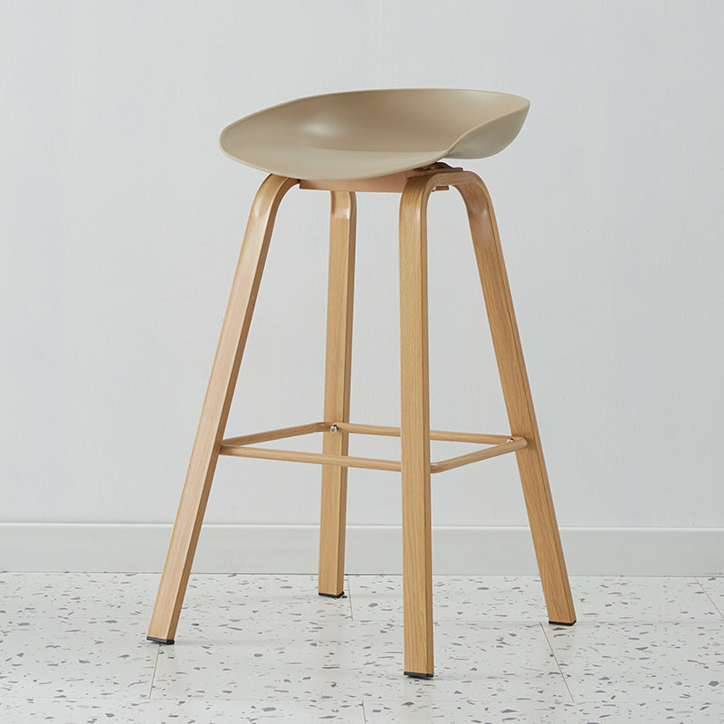 Scandinavian Style Bar-stool with Metal Legs Counter Stool for Kitchen Bar Khaki 1 Piece Clearhalo 'Bar Furniture' 'Bar Stools' 'bar_stools' 'furn' 'furn_bar_stools' 'furniture_bar_stools' 'Kitchen & Dining Furniture' 'kitchen&dining_furn' 'kitchen' 'kitchen_furn' Furniture' 4400783