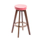 Modern Counter Bar Stool Armless Leather Bar Stool with Footrest and Swivel, Wood Base Brown Pink 1 Piece Clearhalo 'Bar Furniture' 'Bar Stools' 'bar_stools' 'furn' 'furn_bar_stools' 'furniture_bar_stools' 'Kitchen & Dining Furniture' 'kitchen&dining_furn' 'kitchen' 'kitchen_furn' Furniture' 4400895