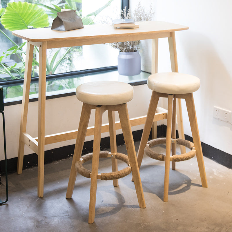 Modern Counter Bar Stool Armless Leather Bar Stool with Footrest and Swivel, Wood Base Clearhalo 'Bar Furniture' 'Bar Stools' 'bar_stools' 'furn' 'furn_bar_stools' 'furniture_bar_stools' 'Kitchen & Dining Furniture' 'kitchen&dining_furn' 'kitchen' 'kitchen_furn' Furniture' 4400896